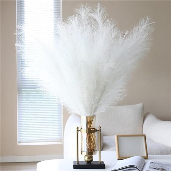 38" 10PCS Artificial Dried Pampas Grass Decor - Fluffy Pampas Grass Bouquet - Picture 2 of 8